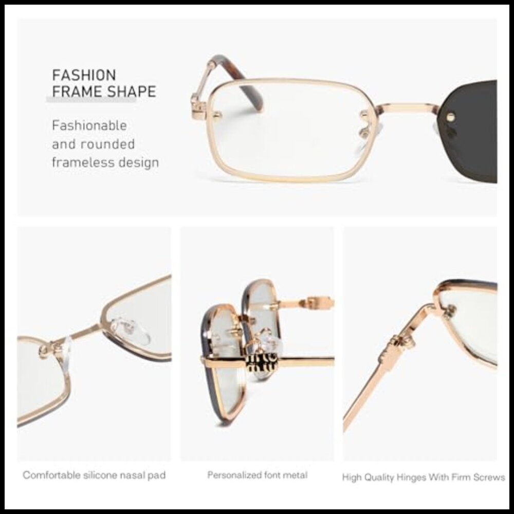 Retro Rectangle Sunglasses Y2k Chic Thin Metal Fr… - image 5